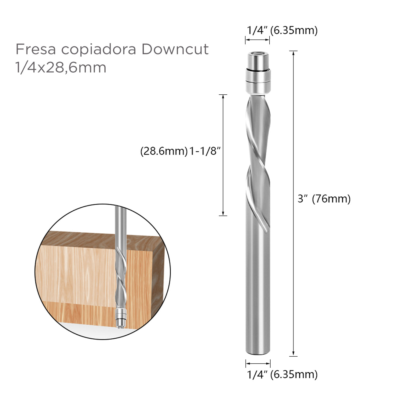 fresa copiadora Downcut 1/4x28,6mm