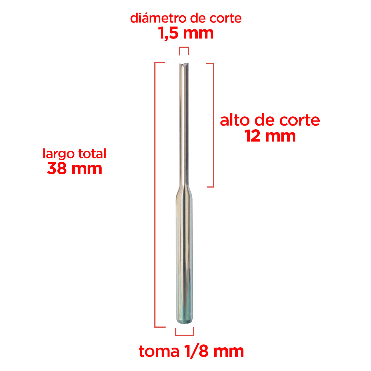 Fresa recta 1,5x12mm ( juego de 2 uds.)